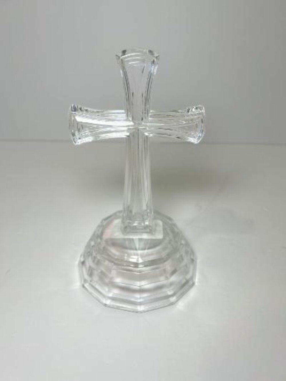 Crystal Cross Figurine Clear Glass Religious Christian Decor